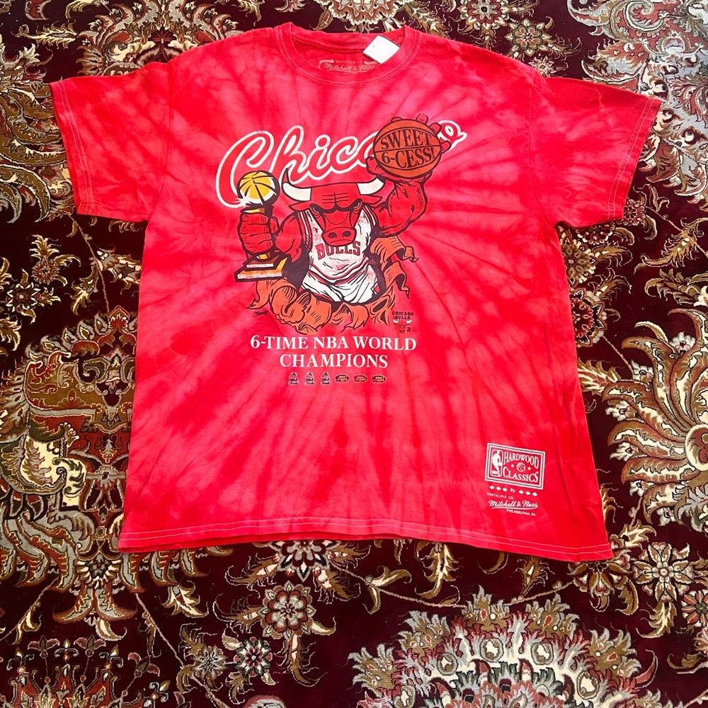 Vintage Chicago Bulls 6-Time NBA World Champions Men’s Size L Tie Dye T-Shirt